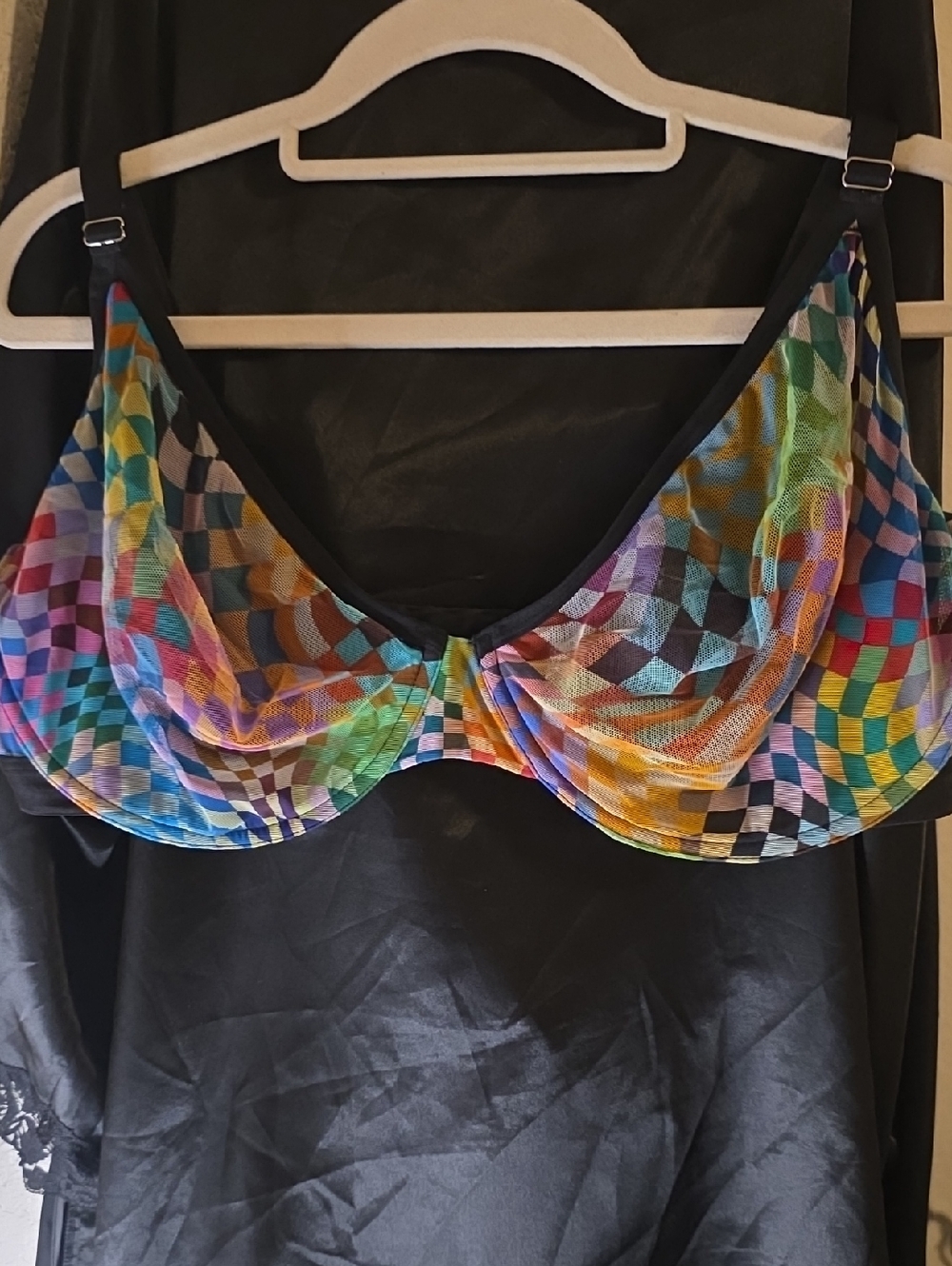 Colorful Sheer Geometric Underwire Bra